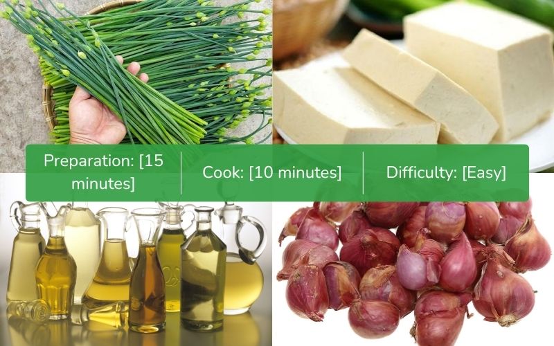 Ingredients to prepare to cook leek and tofu soup