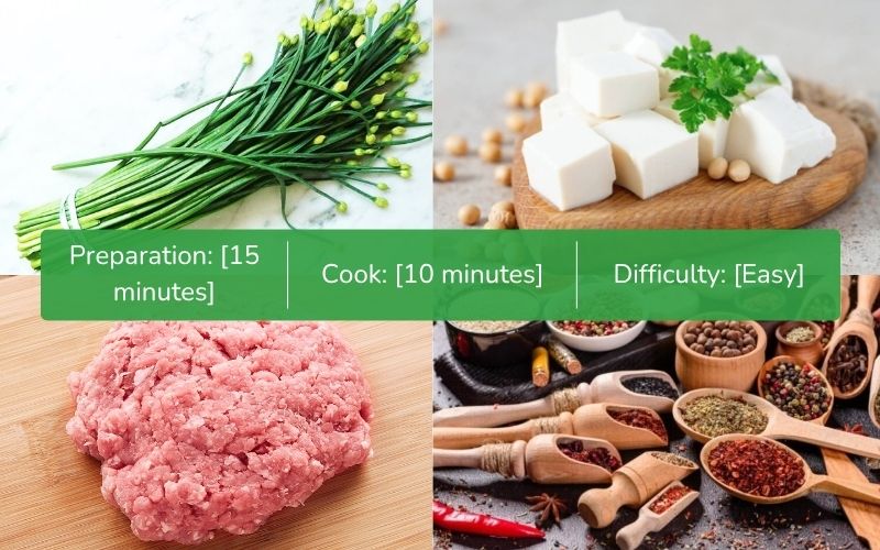 Main ingredients of minced meat tofu and chive soup