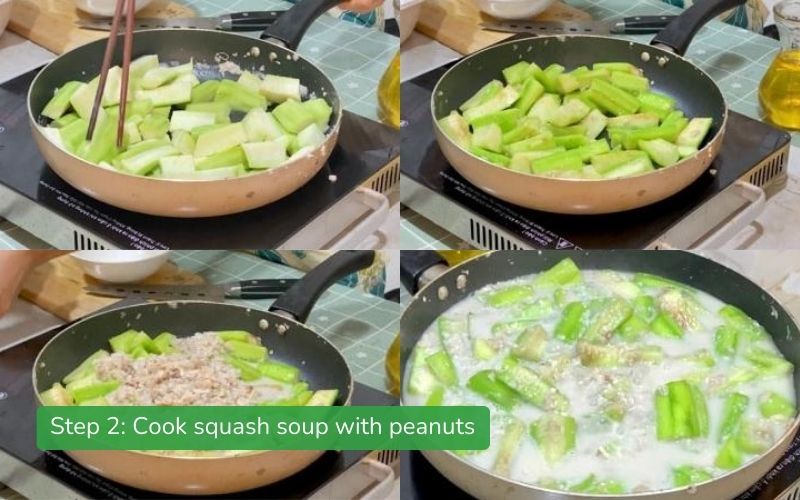 Cooking squash soup with peanuts