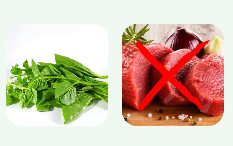 Malabar spinach should not be cooked with beef.