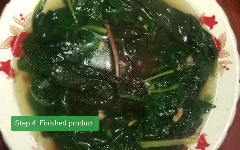 Malabar spinach soup with naturally sweet dried shrimp