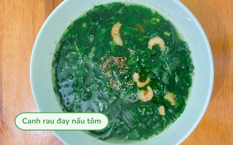 Canh rau đay nấu tôm tươi ngon.