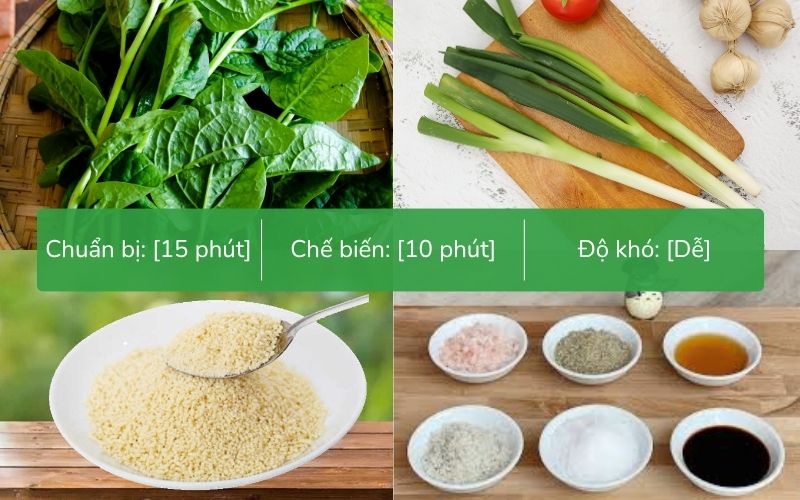 Nguyên liệu chế biến canh mồng tơi chay