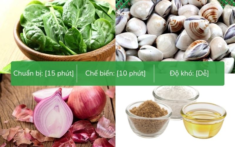 Nguyên liệu làm món canh mồng tơi nấu ngao