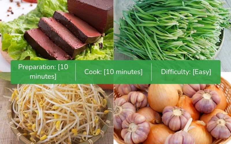 Ingredients for stir-fried blood with bean sprouts and chives