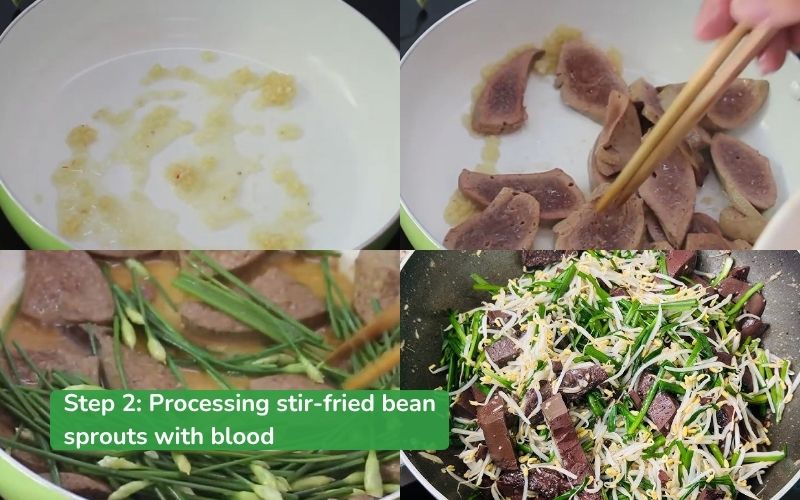 Processing stir-fried bean sprouts with blood