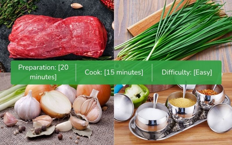 Ingredients for stir-fried beef with chives