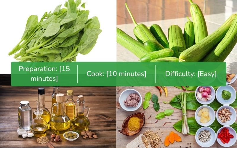 Ingredients for Malabar spinach and squash soup