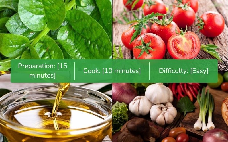 Ingredients for Malabar spinach and tomato soup