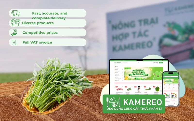 Kamereo - An application providing fresh, high-quality water spinach at good prices for F&B businesses.