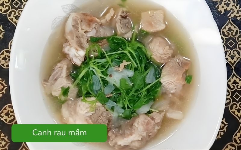 Canh rau mầm tươi xanh, ngọt thanh
