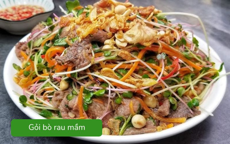 Gỏi bò rau mầm giòn tươi, thịt bò mềm ngọt