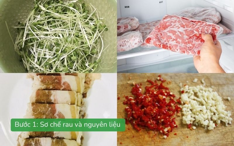Sơ chế nguyên liệu làm gỏi bò rau mầm