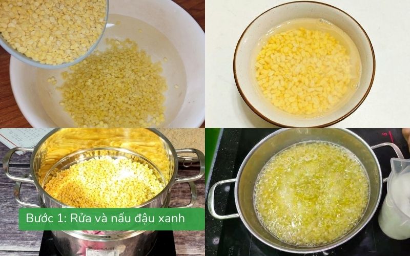 Rửa và nấu đậu xanh