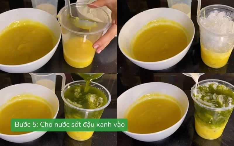 Cho nước sốt đậu xanh vào