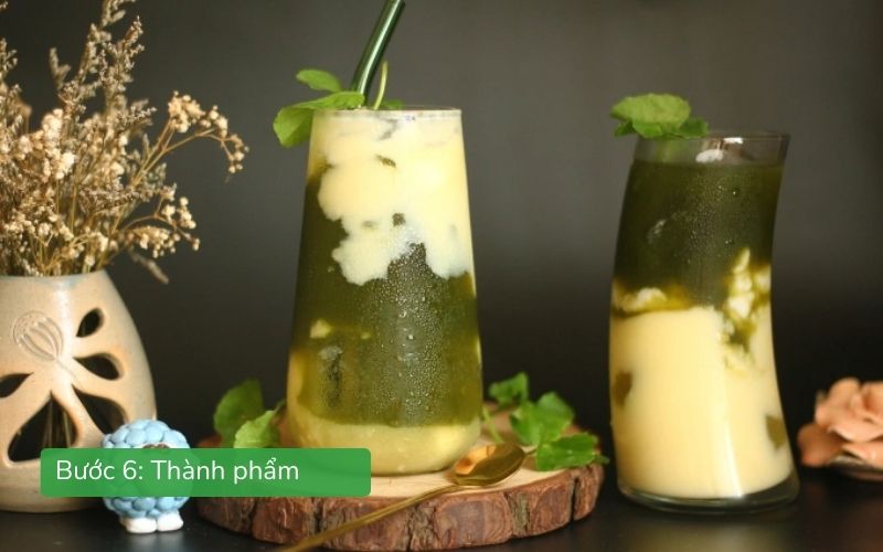 Nước rau má đậu xanh đẹp mắt, sánh mịn