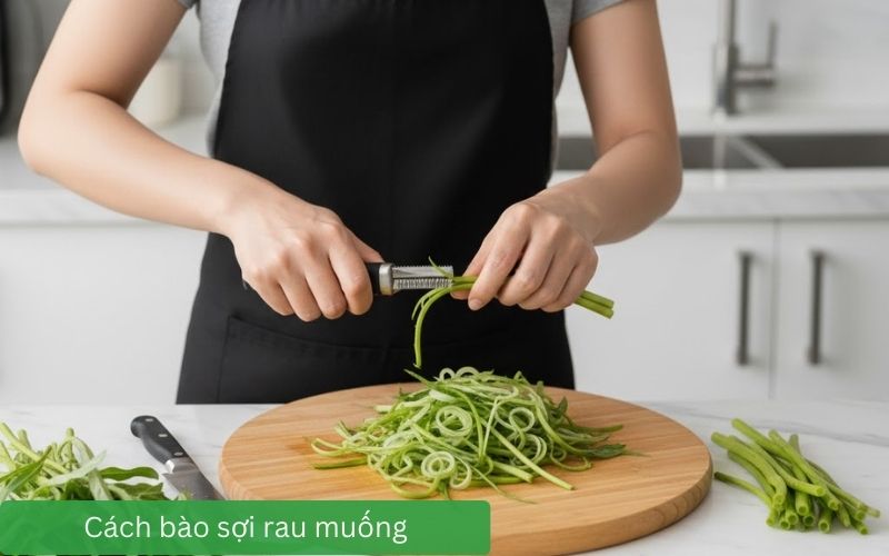 Cách bào sợi rau muống đơn giản