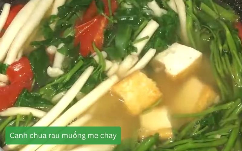 Canh chua rau muống me chay ngon thanh đạm