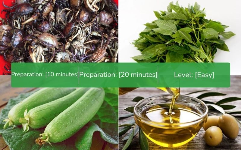 Ingredients for cooking crab and jute soup