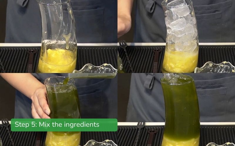 Mix the mung bean, durian, and milk mixture in a bottle.