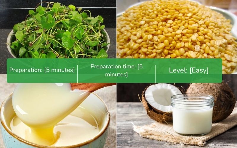 Prepare the ingredients for pennywort, mung bean, and coconut milk drink.