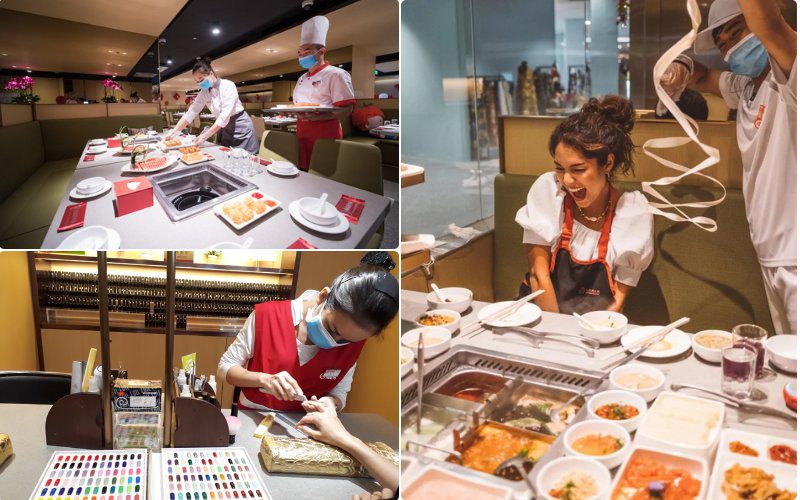 Không gian rộng rãi, hiện đại cùng phong cách phục vụ nổi tiếng của Haidilao.