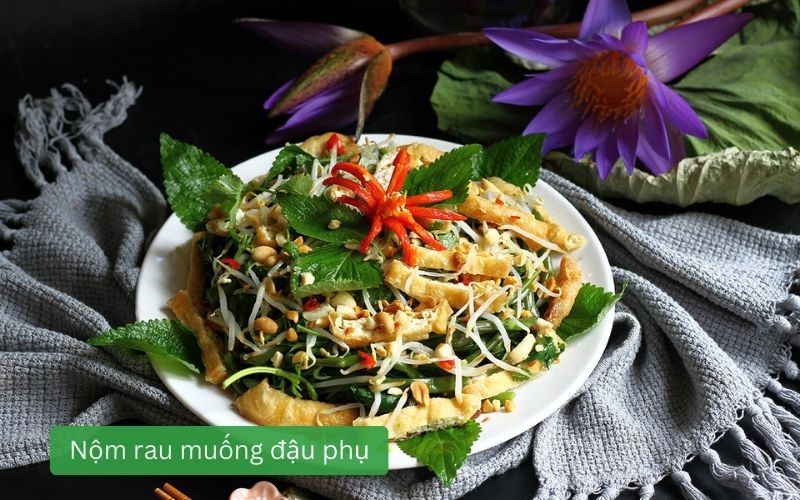 Nộm rau muống đậu phụ chay giòn mát, dễ ăn