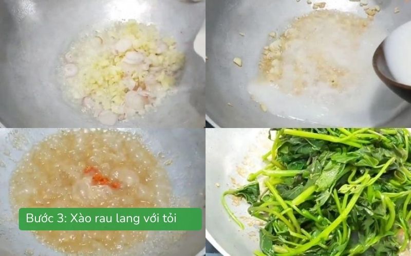 Xào rau lang với tỏi