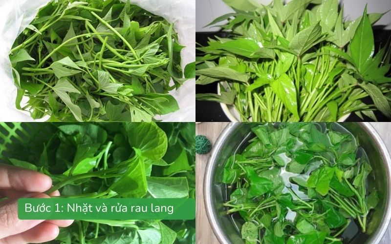 Nhặt và rửa rau lang