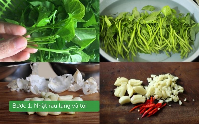 Nhặt rau lang và tỏi