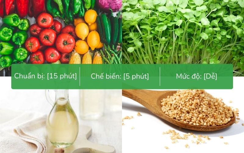 Nguyên liệu salad rau mầm trộn giấm sốt mè rang tươi ngon