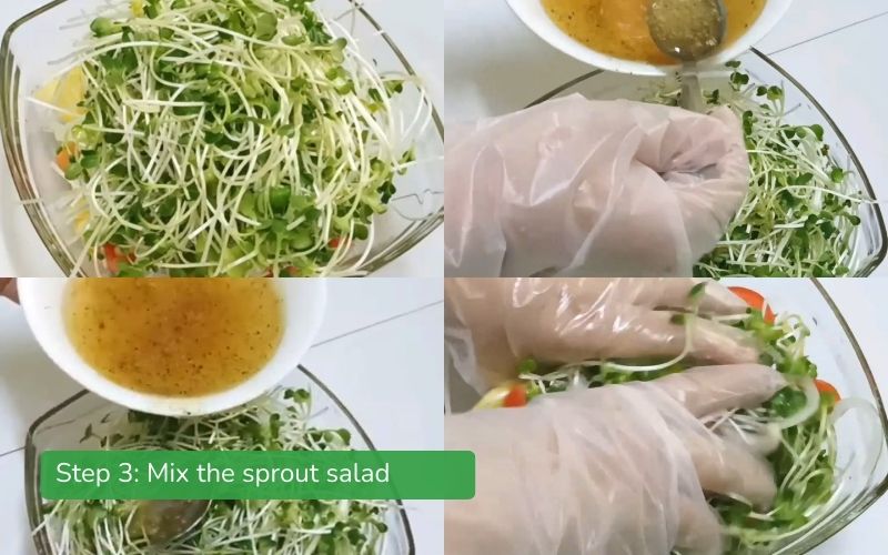 Mix sprout salad with cucumber and tomato