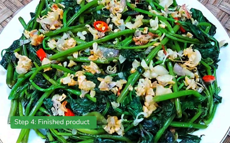 Beautiful and delicious stir-fried sweet potato leaves dish
