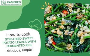 stir-fried sweet potato leaves with fermented rice