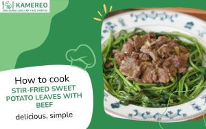 stir-fried sweet potato leaves with beef