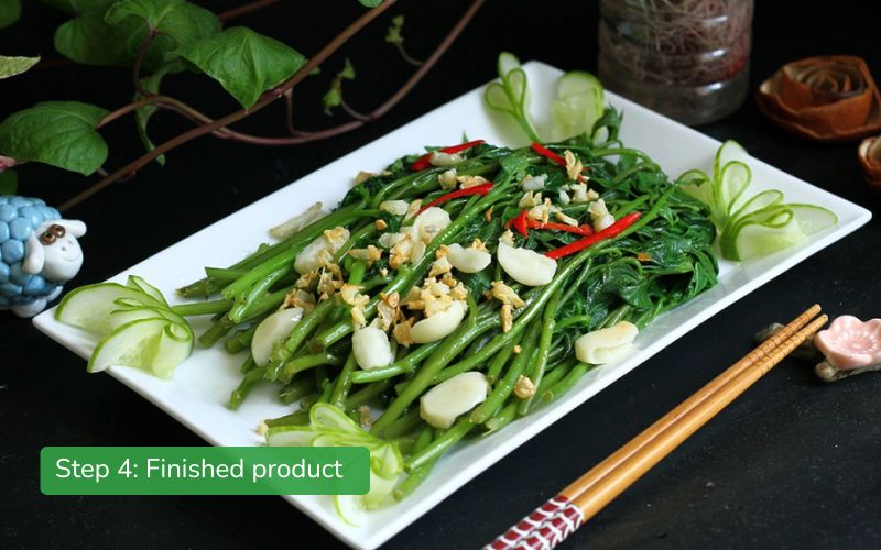 Delicious, sweet stir-fried sweet potato leaves with garlic