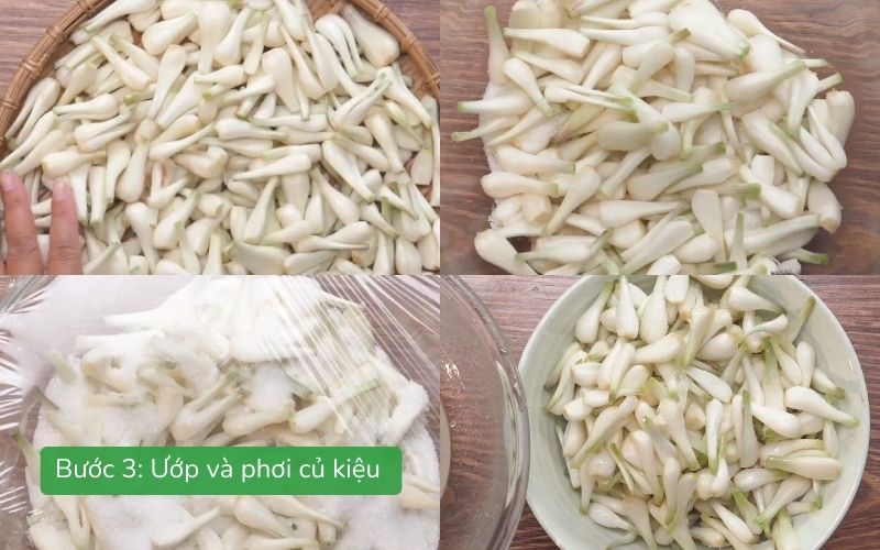 Ướp và phơi củ kiệu