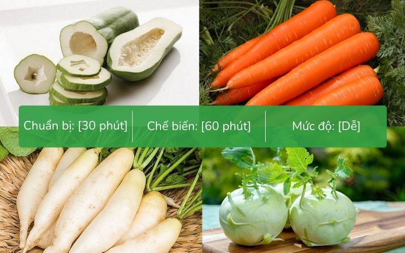 Nguyên liệu làm dưa món đu đủ cà rốt gồm đu đủ xanh và cà rốt tươi