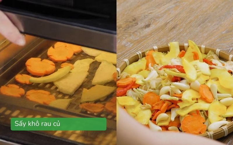 Rau củ phơi nắng hoặc sấy khô chuẩn bị ngâm dưa món