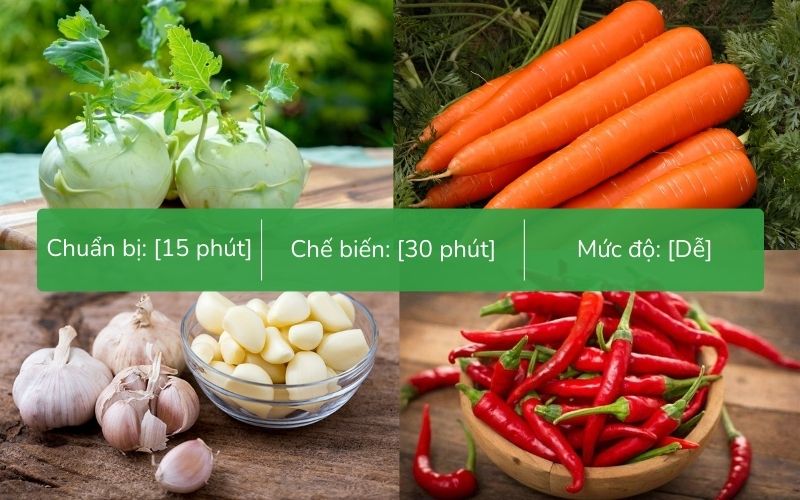 Nguyên liệu làm dưa món su hào cà rốt tươi giòn, màu sắc đẹp