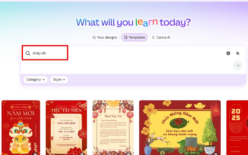 Danh sách template thiệp Tết có sẵn trên Canva