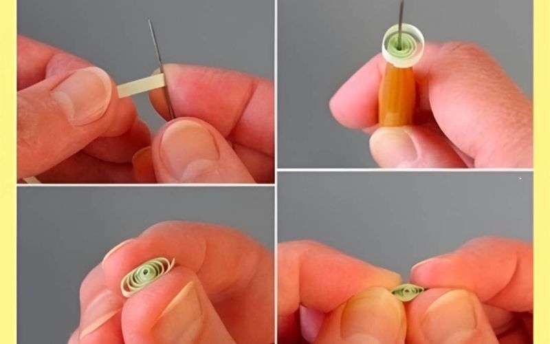 Cuộn giấy tạo cánh hoa và lá