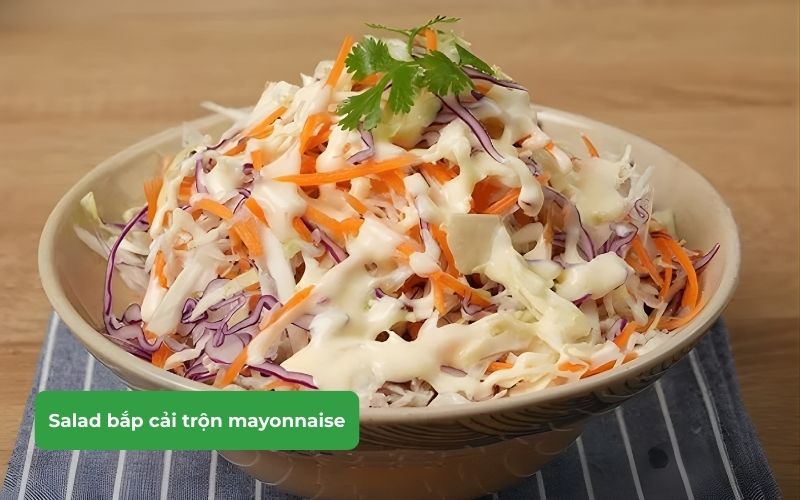 Salad bắp cải tím trộn mayonnaise giòn mát, béo nhẹ
