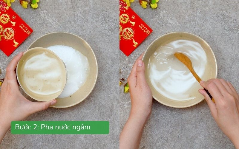 Ly nước muối đường giấm sánh trong, sẵn sàng ngâm hành