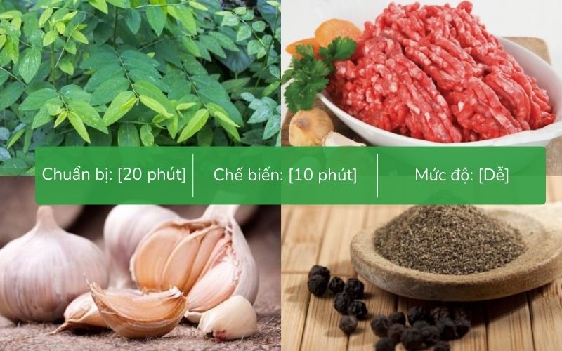 Nguyên liệu làm canh rau ngót thịt băm