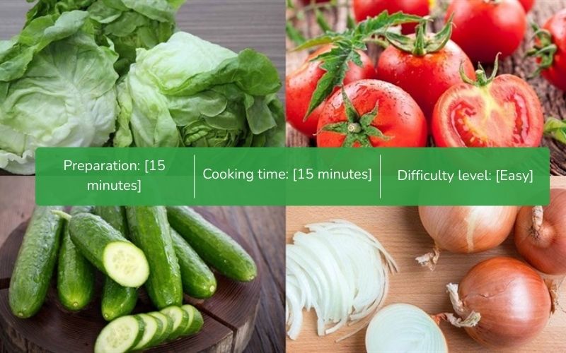 Ingredients for salad with vinaigrette dressing