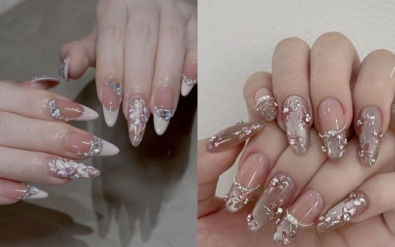 Nail đính đá nổi bật dịp năm mới