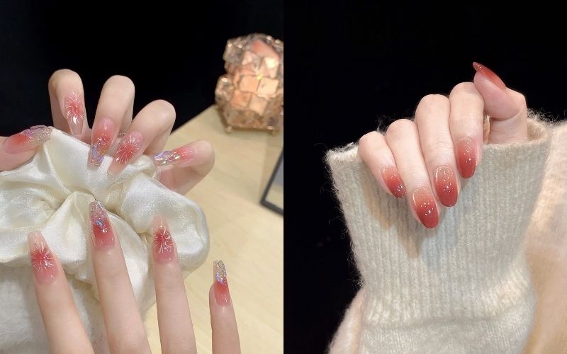 Nail Tết nhẹ nhàng màu pastel