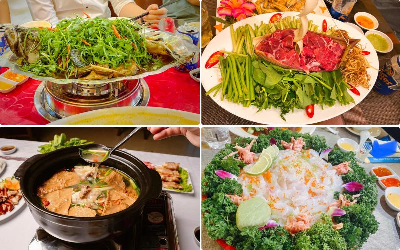 Các món Việt Nam truyền thống tại Làng Hoa được chế biến dân dã và đậm đà hương vị