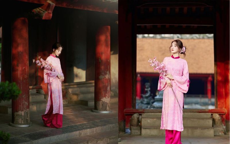 Posing gracefully in the temple grounds at the beginning of the year.